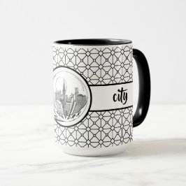 New York Elegant Mönster Black Ringer 15oz Mugg