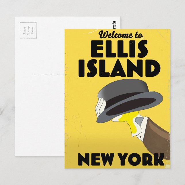 New York Ellis Island Vykort (Fram/baksida)