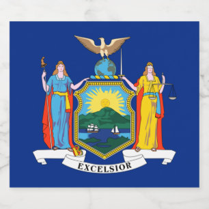 New York: Empire State, hem för Big Apple-flaggan Spritflaskor Etikett