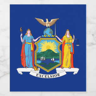 New York: Empire State, hem för Big Apple-flaggan Vinflaska Etikett