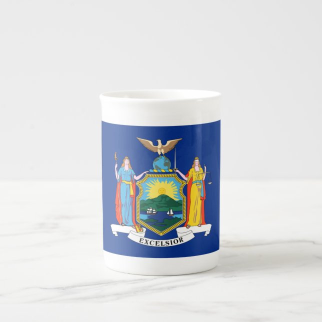 New York: Empire State, Hemma för Big Apple Flagga Benporslin Mugg (Framsidan)
