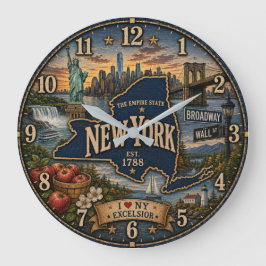 New York Empire State Landmark Coastal Rustic Stor Klocka
