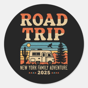 New York Family Äventyr Rv Camping Travel Road T Runt Klistermärke