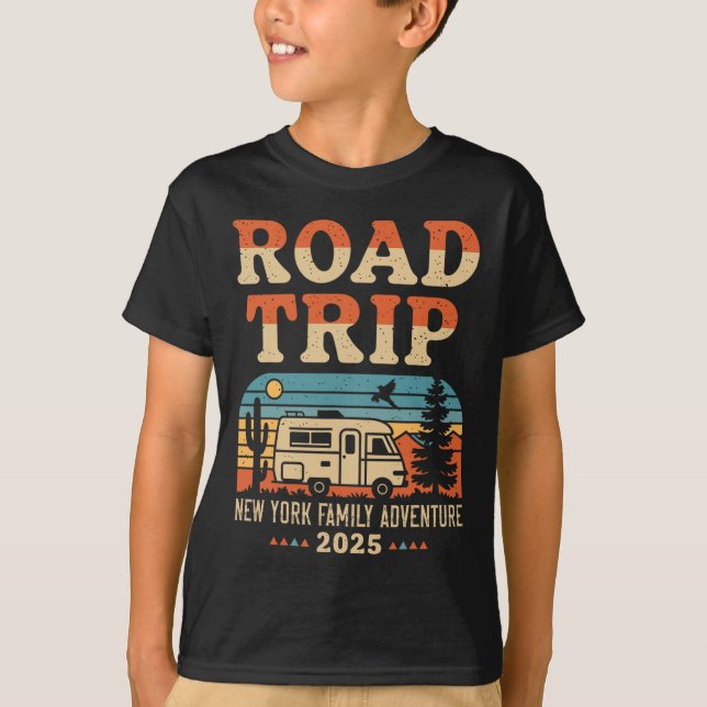 New York Family Äventyr Rv Camping Travel Road T Shirt (Framsida)