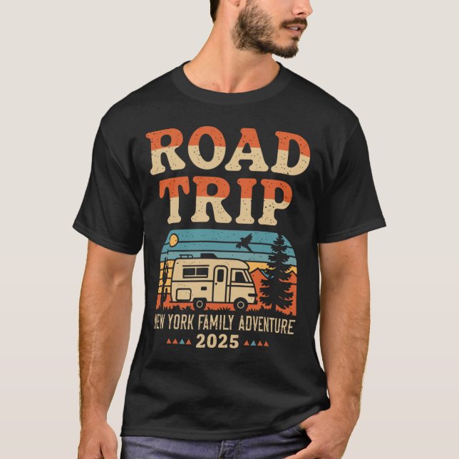 New York Family Äventyr Rv Camping Travel Road T T Shirt (Framsida)