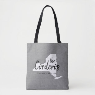 New York Family Monogram State Tote Bag Tygkasse