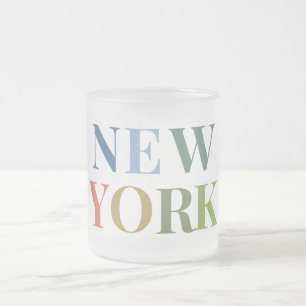 New York Färgrik Text    Frostad Glasmugg