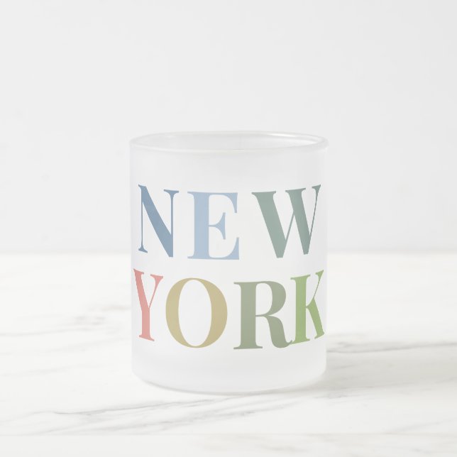 New York Färgrik Text    Frostad Glasmugg (Center)