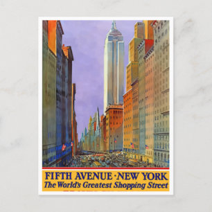 New York Femte Avenue Shopping Street Vintage Vykort
