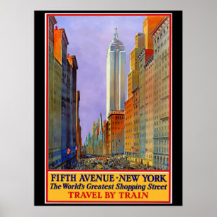 New York, Femte Avenue, Vintage affisch