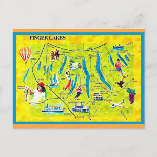New York Finger Lakes Illustrerat vykort