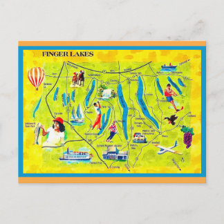 New York Finger Lakes Illustrerat vykort