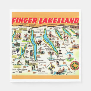 New York Finger Lakes Karta Pappersservett