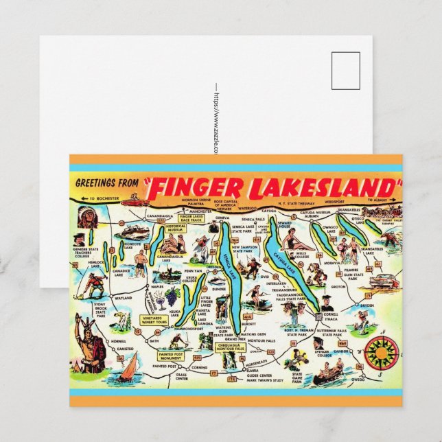 New York Finger Lakes vykort (Fram/baksida)