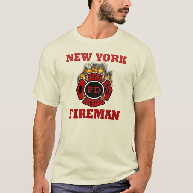 New York Fireman Symbol Flames T-shirt (Framsida)