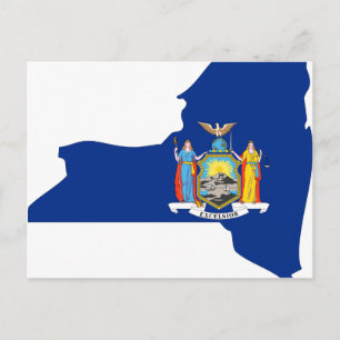 New York Flagga Karta Vykort