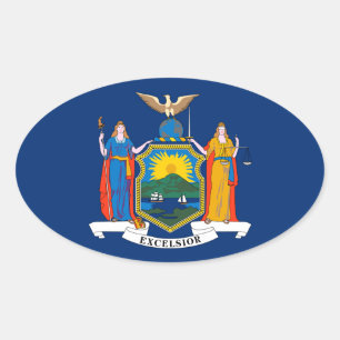New York flagga Ovalt Klistermärke