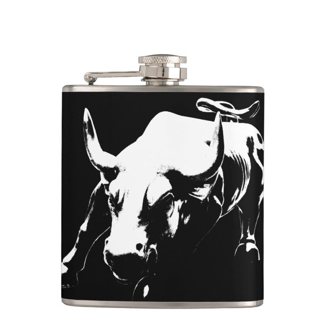 New York Flasks NYC Souvenir Bull Statue-kolv Fickplunta (Framsidan)
