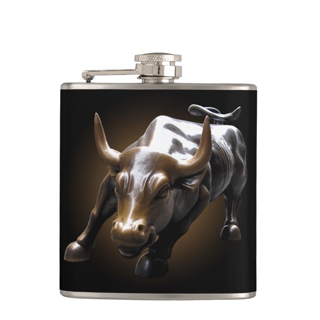 New York Flasks NYC Souvenir Bull Statue-kolv Fickplunta (Framsidan)