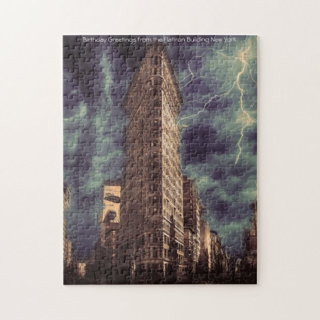 New York Flatiron Bygger. Jigszle Puzzle Pussel (Vertikal)