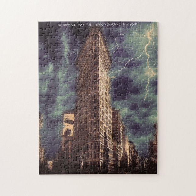 New York Flatiron Bygger. Jigszle Puzzle Pussel (Vertikal)