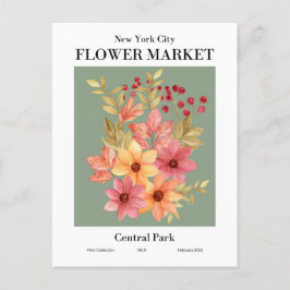 New York Flower Market, Central Park Postcard Vykort