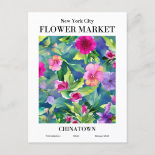 New York Flower Market, Chinatown Postcard Vykort