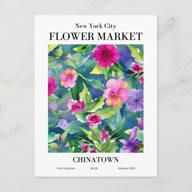 New York Flower Market, Chinatown Postcard Vykort (Framsida)