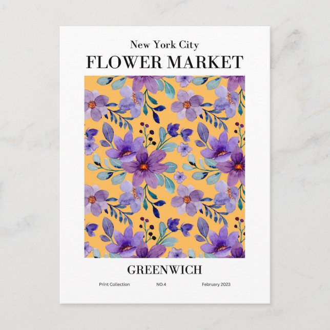 New York Flower Market, Greenwich-vykort Vykort (Framsida)