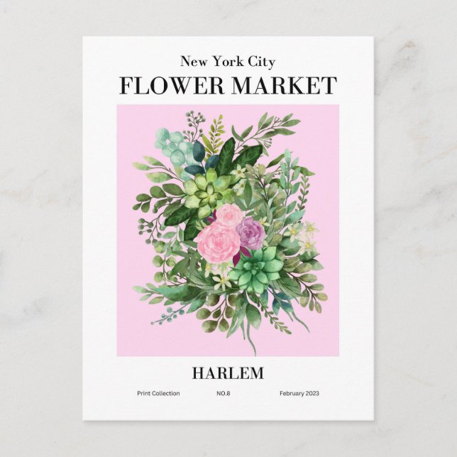 New York Flower Market, Harlem Postcard Vykort (Framsida)