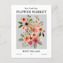 New York Flower Market, Väster Village Postcard