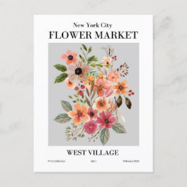 New York Flower Market, Väster Village Postcard Vykort