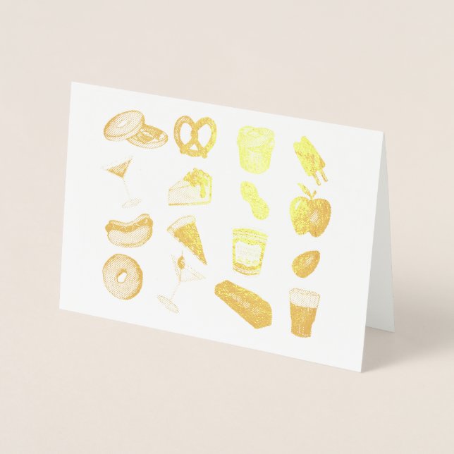 New York Foodie Classic NYC Mat Pizza Bagel Folierat Kort (Framsida)