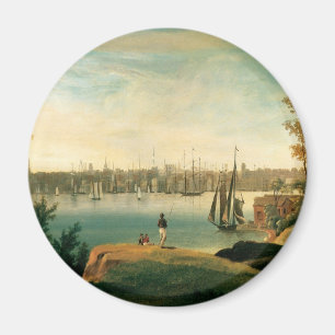 New York från Brooklyn Heights circa 1834 Magnet