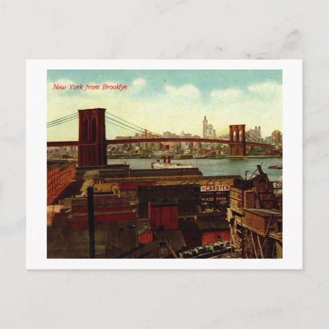 New York från Brooklyn, Vintage Vykort (Framsida)