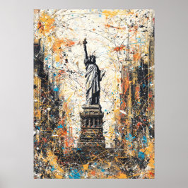 New York Frihetsgudinnan Abstrakt Drip Painting Poster