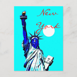New York Frihetsgudinnan Blue Pop Art-vykort Vykort