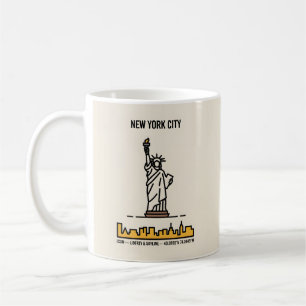 New York Frihetsgudinnan Line Art Minimalist Kaffemugg