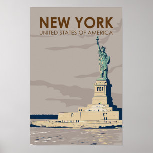New York Frihetsgudinnan Retro Poster