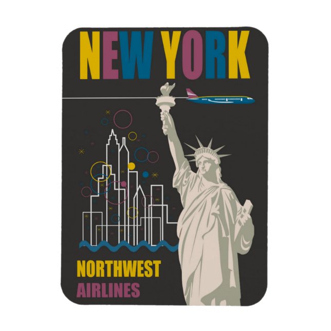 New York Frihetsgudinnan Retro Travel Poster Magnet (Vertikal)