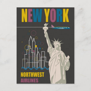 New York Frihetsgudinnan Retro Travel Poster Vykort