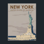 New York Frihetsgudinnan Retro Vykort<br><div class="desc">New Yorks resedesign i en retro stil.. Frihetsgudinnan är en kolossal nyklassisk skulptur på Liberty Island i New York Harbour i New York City.</div>