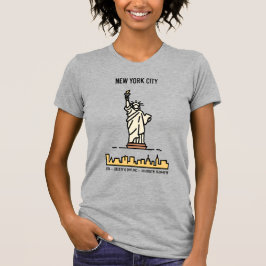 New York Frihetsgudinnan Skyline Simple Line Art T Shirt