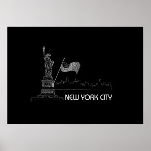 New York - Frihetsgudinnan - USA flagga Graphic Poster