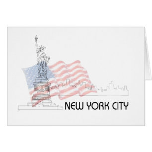 New York - Frihetsgudinnan USA flagga Hälsningskort