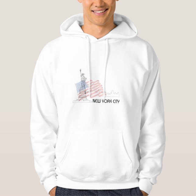New York - Frihetsgudinnan USA flagga Hoodie (Framsida)