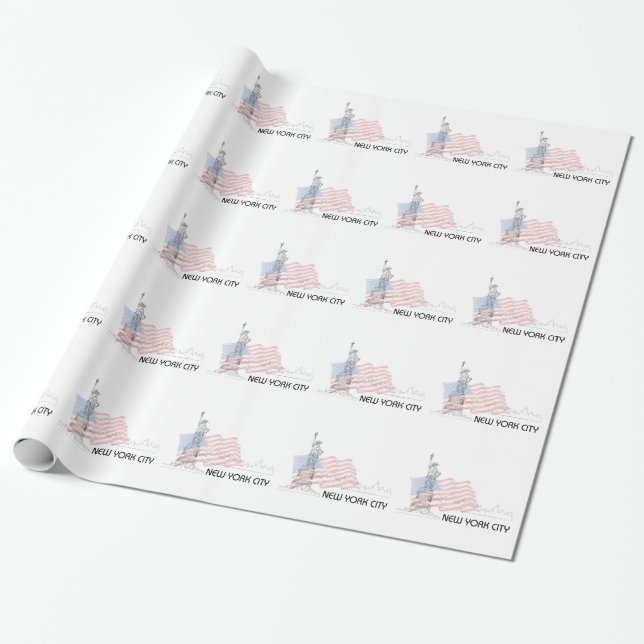 New York - Frihetsgudinnan USA flagga Presentpapper (Utrullad)