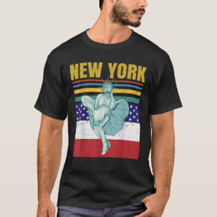 New York Frihetsgudinnan USA flagga Retro America T Shirt