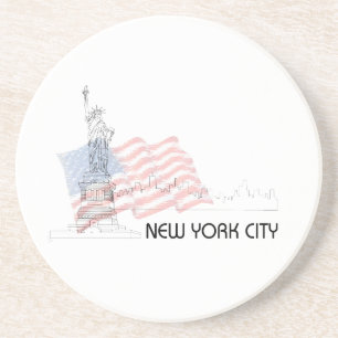 New York - Frihetsgudinnan USA flagga Underlägg