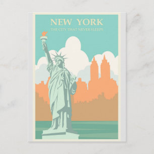 New York Frihetsgudinnan Vintage resor Poster Vykort